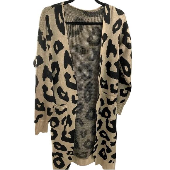 Vestidos open front leopard print duster women’s medium w/2 hip pockets - Picture 1 of 9